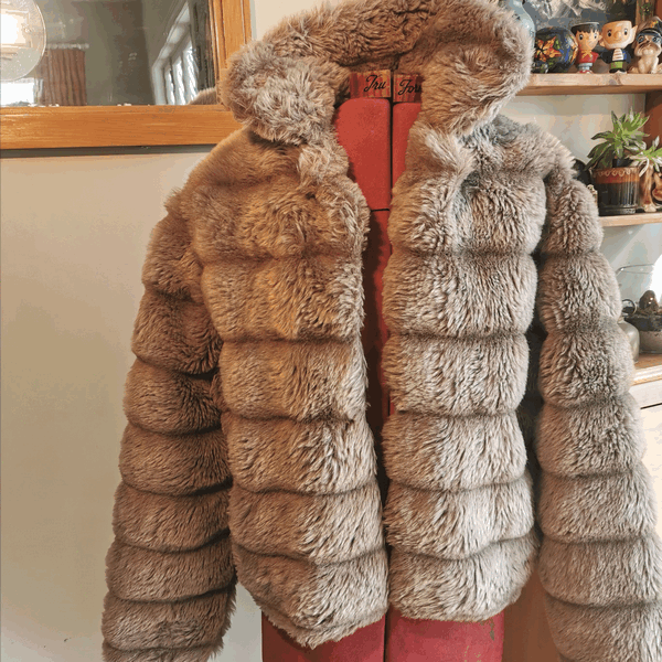 Faux Fur Vintage Coat Recycled, Faux Fur Coat Auckland