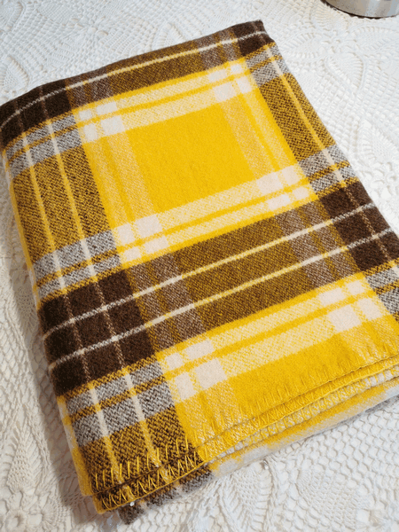 Sold- Yellow/Brown Blanket - Vintage Recycled