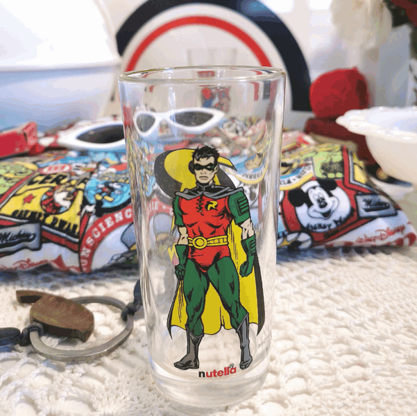 Nutella Glass Robin Vintage Recycled