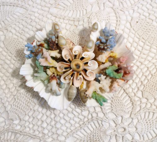 Seashell Container with coral - Vintage Recycled