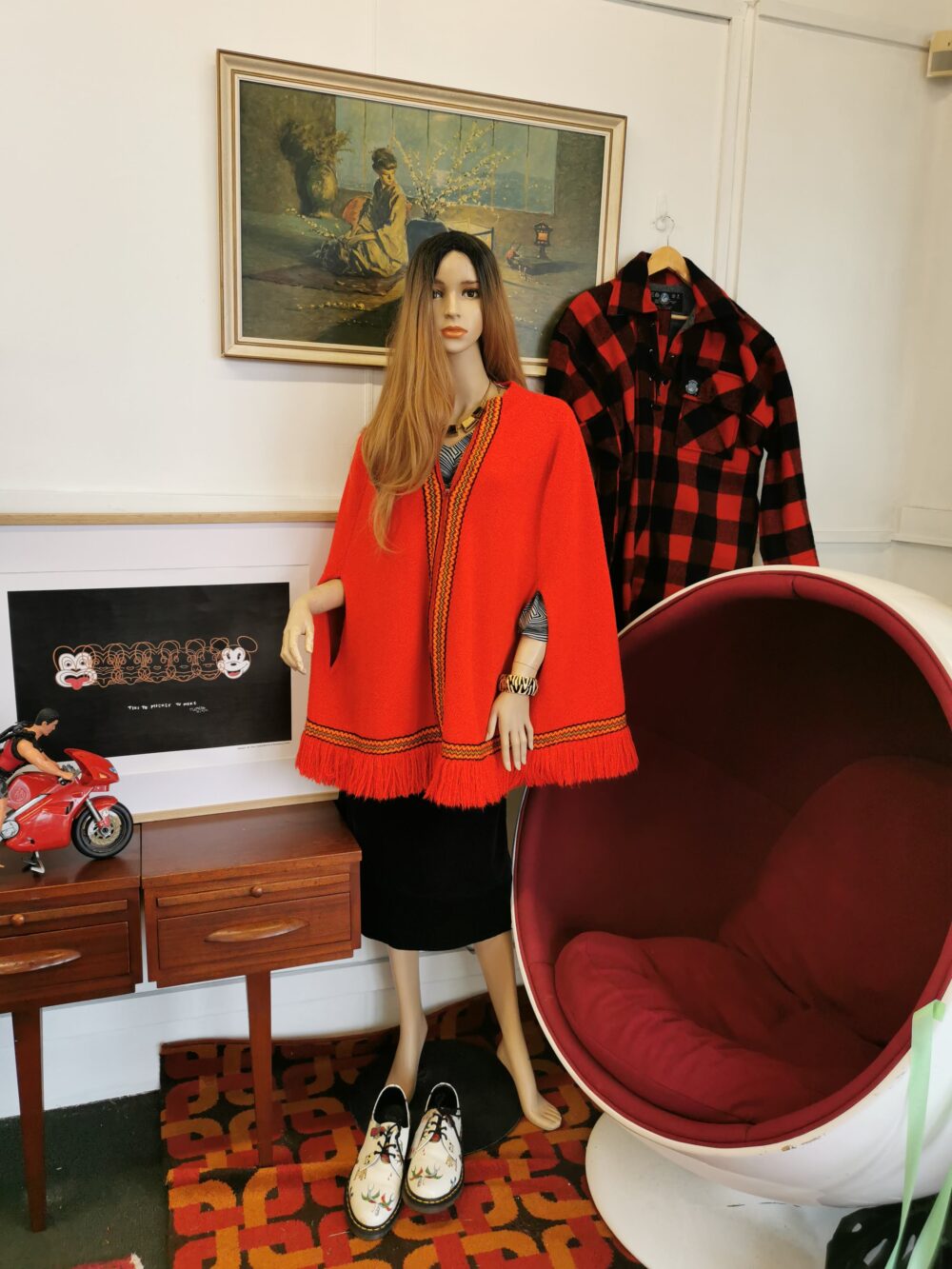 Retro Red Poncho